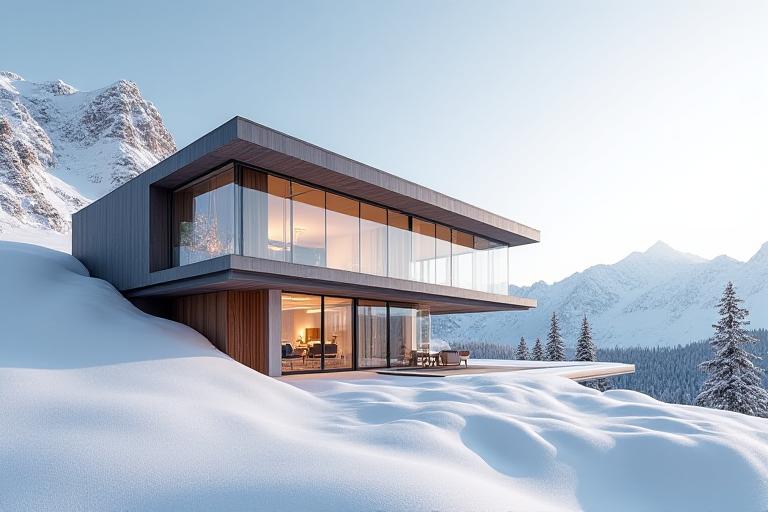 Refugio de cristal en los Alpes suizos